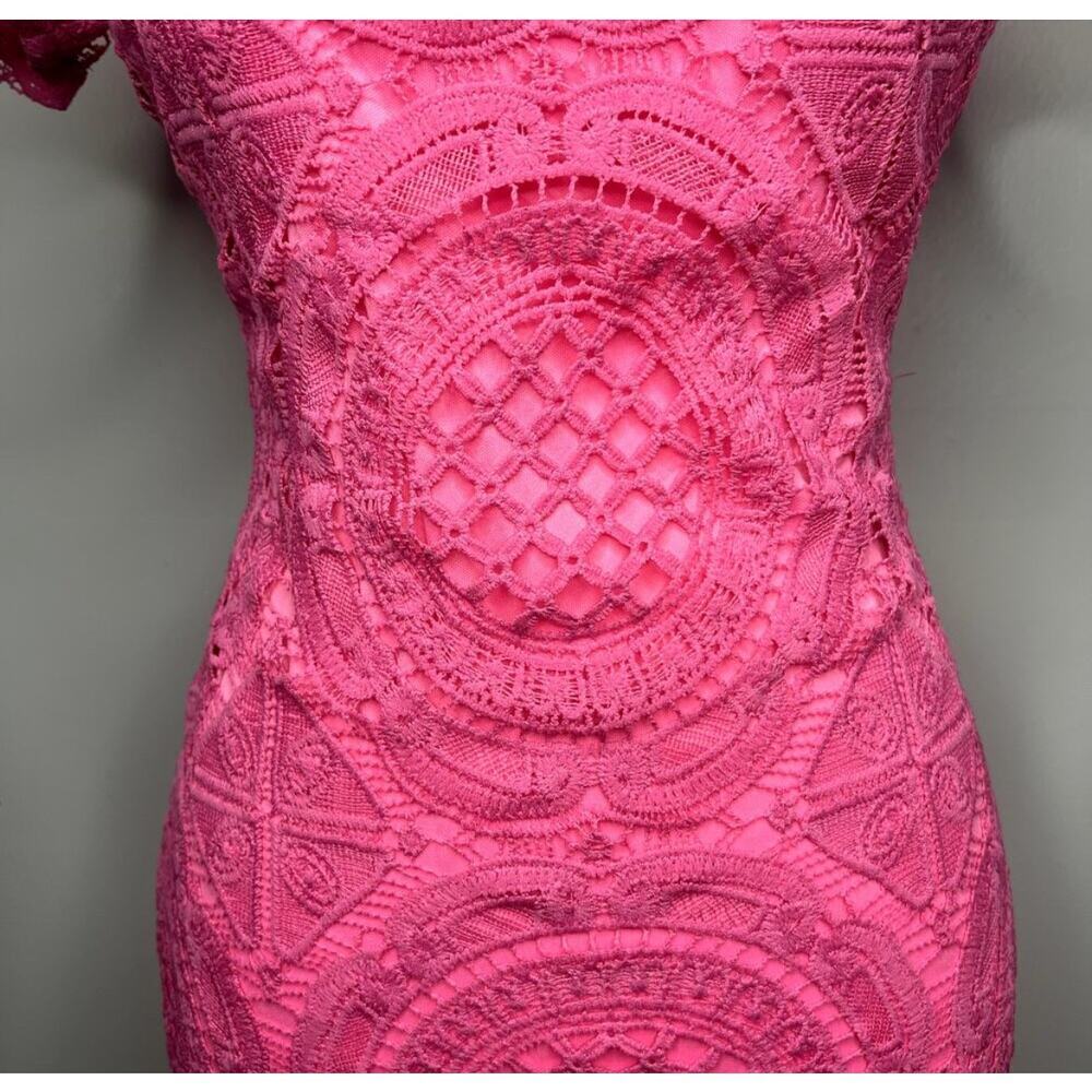 Superdown Pink Vita Open Back Mini Dress Size Small Lace Crochet Cocktail Event - Picture 4 of 12